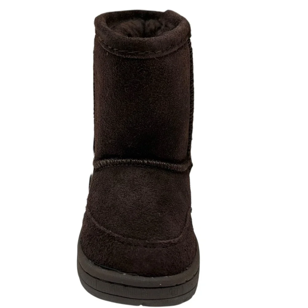 Bearpaw Toddler Boys Girls Winter Boots Size 8 Dark Brown Mid-Calf Pull-on Shoes